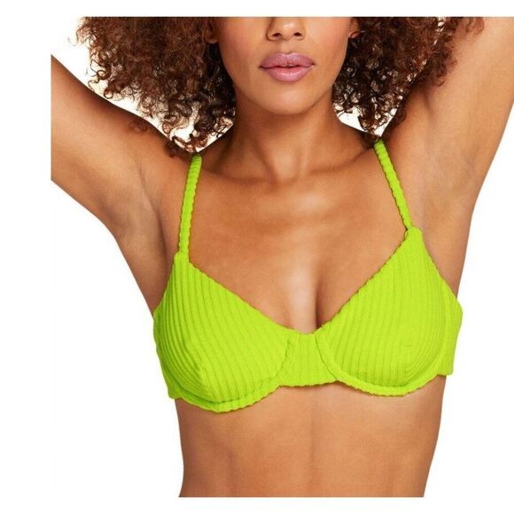 Andie The Bermuda Top Ribbed Terry Neon Lemon NWT Size Small - Picture 1 of 5